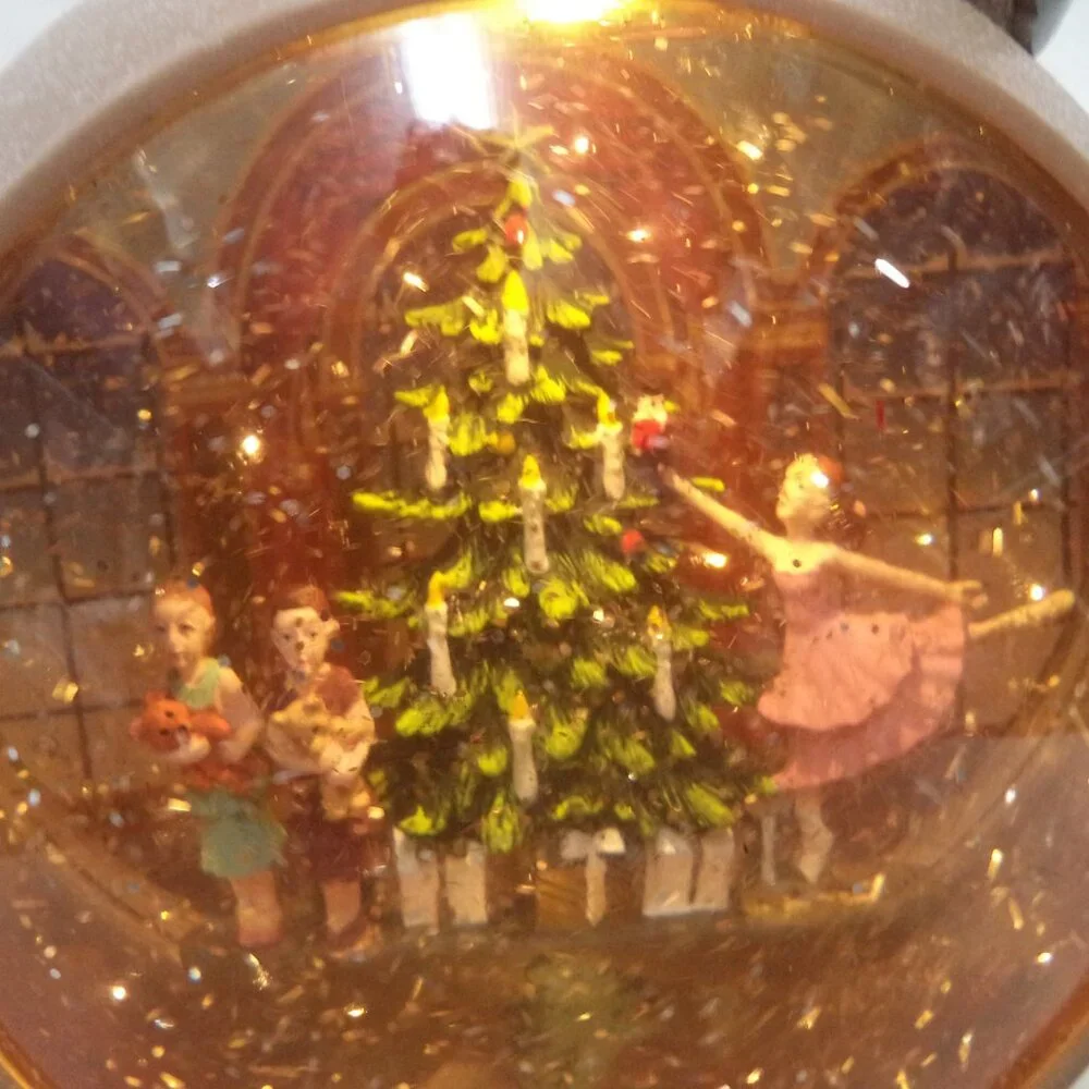 Vintage Christmas Nutcracker ornament Snow Globe lights up plastic 7 x 7 Holiday